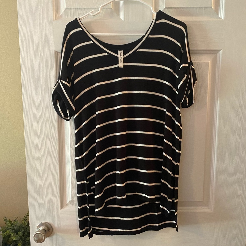 Zenana Black & White Striped Top